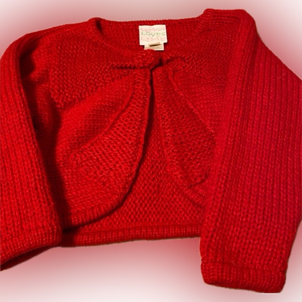 Alpaca & wool GIRLS RED KNIT BOLERO CARDIGAN
